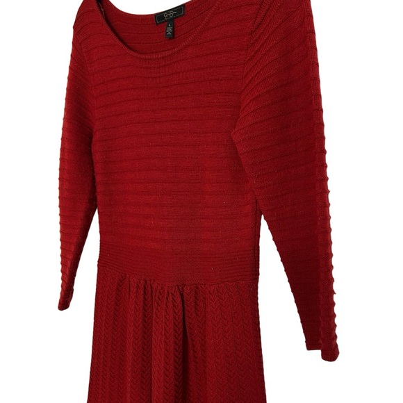 Jessica Simpson Red Sweater Mini Dress Long Sleeve Knit Fit and Flare A-Line - Picture 4 of 5